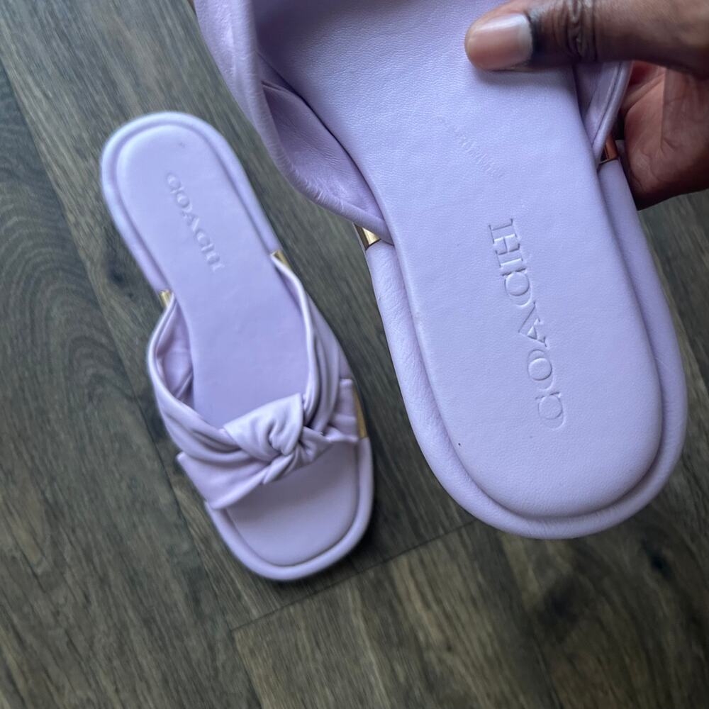 Coach Purple Brooklyn Leather Slides Size 8 - Picture 12 of 14